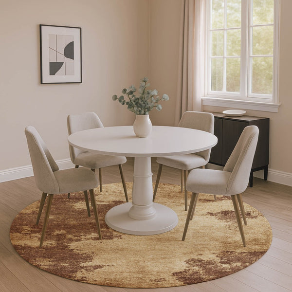 HomeRoots 8' X 10' Abstract Coffee & Beige Washable Area Rug with UV Protection for Stylish High-Traffic Spaces 707885