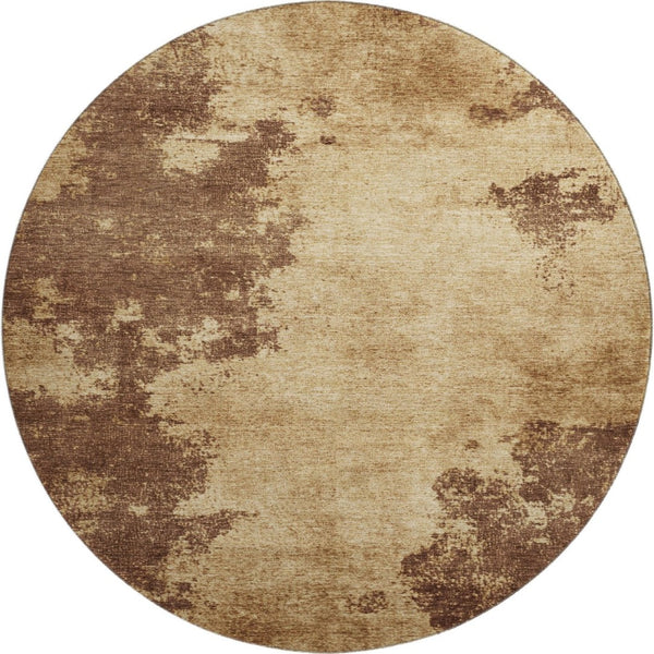 HomeRoots 8' X 10' Abstract Coffee & Beige Washable Area Rug with UV Protection for Stylish High-Traffic Spaces 707885