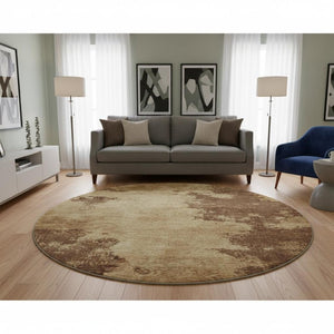 HomeRoots 8' X 10' Abstract Coffee & Beige Washable Area Rug with UV Protection for Stylish High-Traffic Spaces 707885