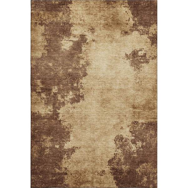 HomeRoots 9' X 12' Coffee and Beige Abstract Area Rug - Durable, Washable, UV-Protected for Stylish Living Spaces 707886