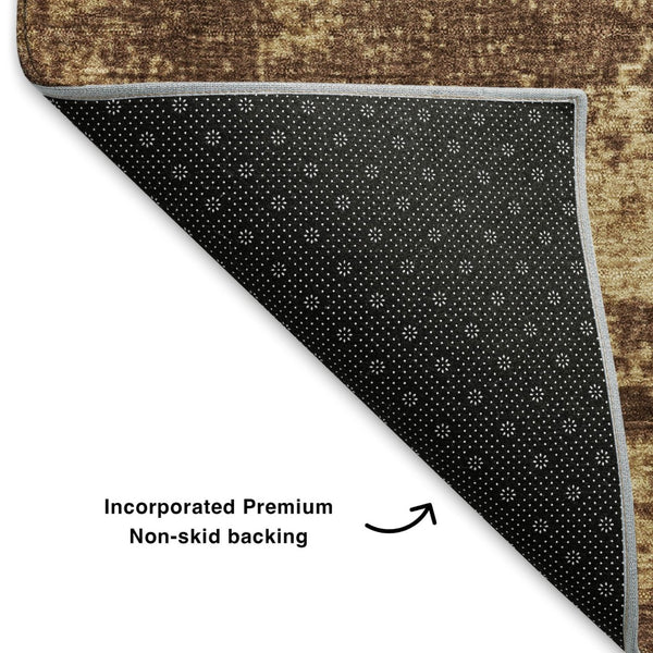 HomeRoots 9' X 12' Coffee and Beige Abstract Area Rug - Durable, Washable, UV-Protected for Stylish Living Spaces 707886