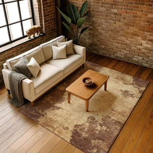HomeRoots 9' X 12' Coffee and Beige Abstract Area Rug - Durable, Washable, UV-Protected for Stylish Living Spaces 707886