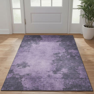 HomeRoots 5' X 8' Modern Purple & Lavender Abstract Washable Area Rug with UV Protection for Busy Homes 707889