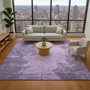 HomeRoots 9' X 12' Purple & Lavender Abstract Area Rug - Washable, UV-Protected, Stain-Resistant, Durable Design 707892
