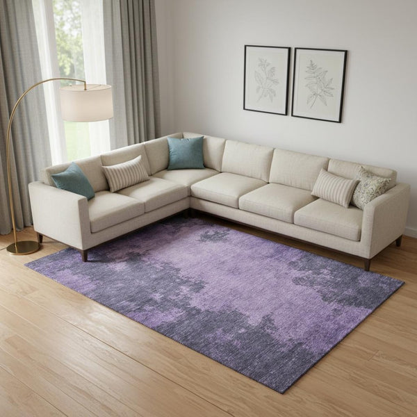HomeRoots 10' X 14' Purple & Lavender Abstract Washable Area Rug with UV Protection for High-Traffic Spaces 707893