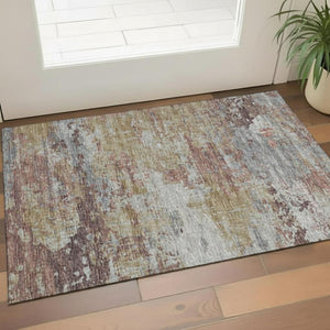 HomeRoots 5' X 8' Washable Beige Blue Ivory Abstract Area Rug with UV Protection for Stylish, Durable Living Spaces 707895