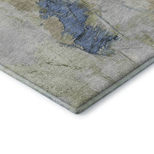 HomeRoots 8' X 10' Washable Area Rug in Beige, Blue, Ivory - Stain Resistant, Non-Slip, UV Protected Decor Solution 707897