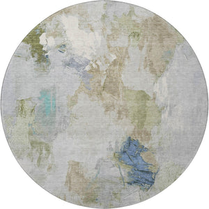 HomeRoots 8' X 10' Washable Area Rug in Beige, Blue, Ivory - Stain Resistant, Non-Slip, UV Protected Decor Solution 707897
