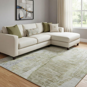 HomeRoots 9' X 12' Abstract Beige, Blue, and Ivory Area Rug - Washable, UV-Resistant, Perfect for Busy Homes 707898