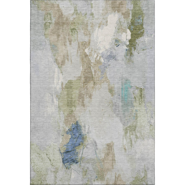 HomeRoots 10' Abstract Washable Area Rug in Beige, Blue & Ivory – Durable, UV Protected, Stain Resistant Design 707899
