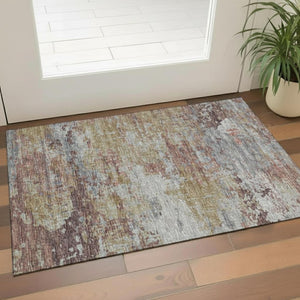 HomeRoots 5' X 8' Washable Blush Green & Ivory Abstract Area Rug - UV Protected, Stain Resistant, Modern Design 707901