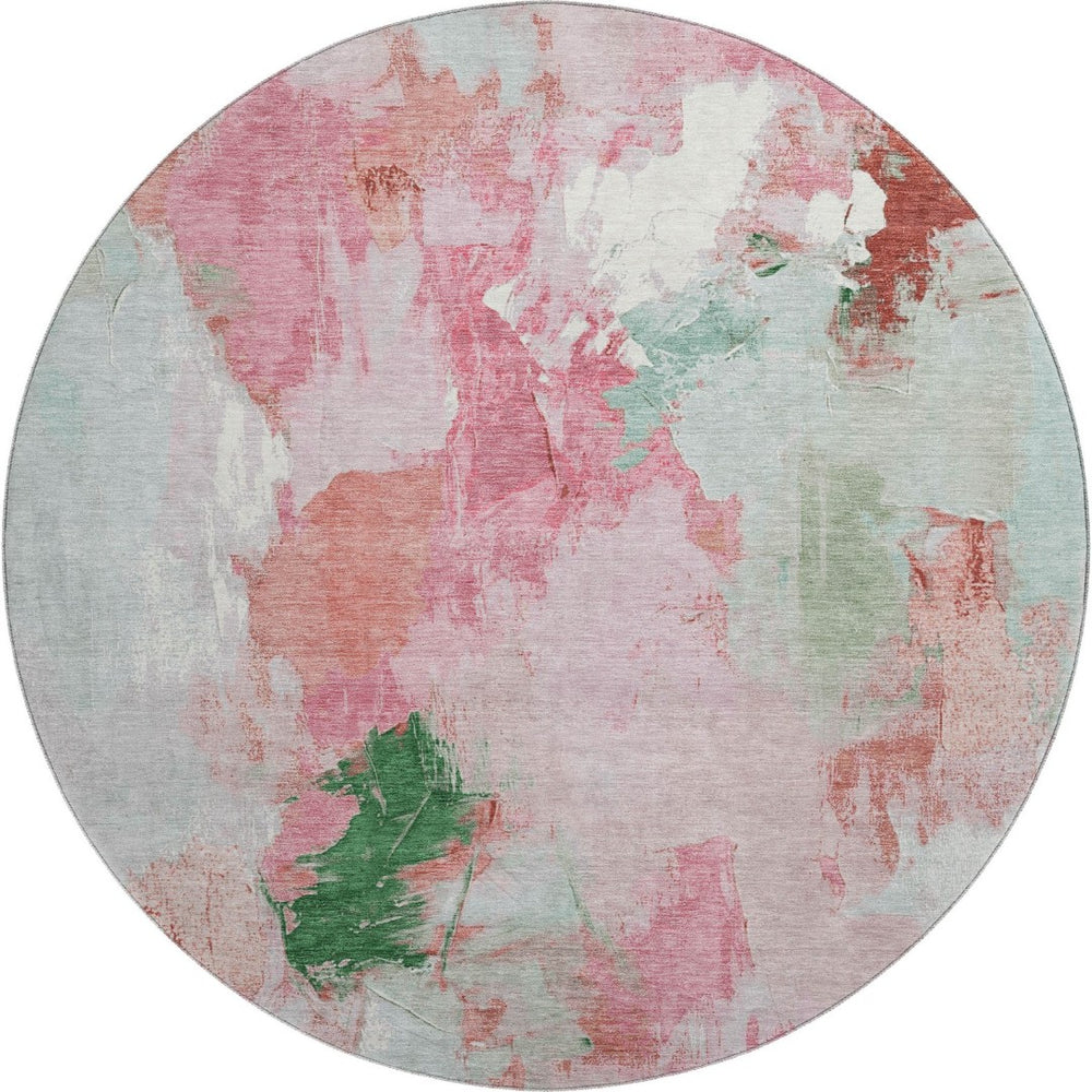 HomeRoots 8' X 10' Blush Green Ivory Abstract Area Rug - UV Protected, Washable, Kid & Pet Friendly Design 707903