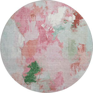 HomeRoots 8' X 10' Blush Green Ivory Abstract Area Rug - UV Protected, Washable, Kid & Pet Friendly Design 707903