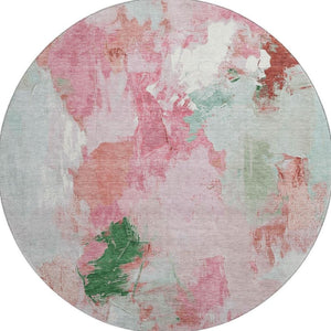 HomeRoots 8' X 10' Blush Green Ivory Abstract Area Rug - UV Protected, Washable, Kid & Pet Friendly Design 707903