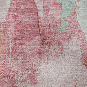 HomeRoots 9' X 12' Stylish Blush Green & Ivory Abstract Washable Area Rug with UV Protection & Durability 707904