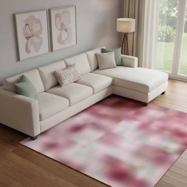 HomeRoots 10' Blush Green and Ivory Abstract Area Rug - Washable, UV Protected, Durable, Perfect for High Traffic Spaces 707905