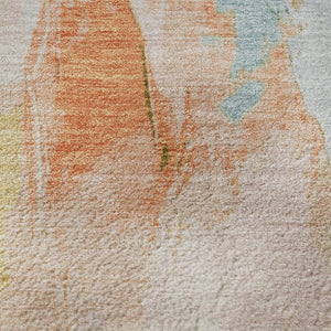 HomeRoots 5' X 8' Vibrant Peach Orange & Teal Abstract Washable Area Rug with UV Protection for Any Space 707907