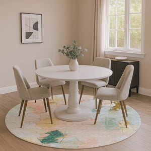 HomeRoots 8' X 10' Washable Area Rug in Peach, Orange & Teal - Durable, UV-Protected, Modern Abstract Design 707909