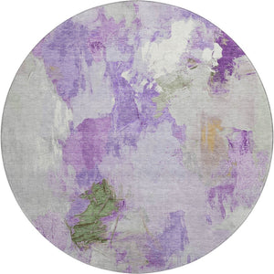 HomeRoots 8' X 10' Washable Abstract Area Rug in Purple, Green, and Ivory - UV Protected & Stain Resistant! 707915