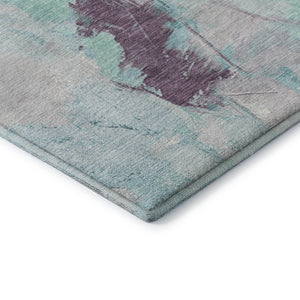 HomeRoots 5' X 8' Abstract Teal Lavender Ivory Area Rug – Washable, UV Protected, Durable for High-Traffic Spaces 707919