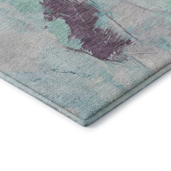 HomeRoots 5' X 8' Abstract Teal Lavender Ivory Area Rug – Washable, UV Protected, Durable for High-Traffic Spaces 707919