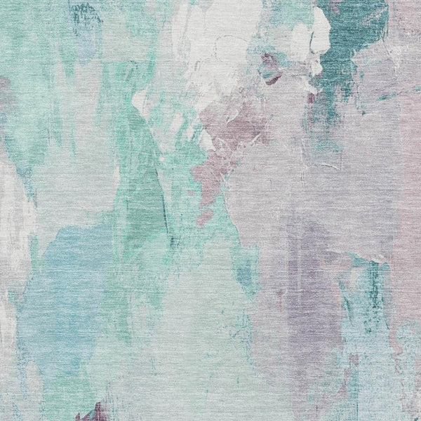 HomeRoots 9' X 12' Teal Lavender Ivory Abstract Area Rug - Stylish, Stain-Resistant for High-Traffic Homes 707922