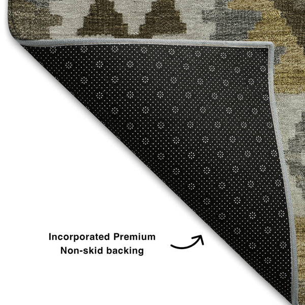 HomeRoots 8' Durable Brown and Ivory Tribal Round Rug with UV Protection – Ideal for High-Traffic Spaces 707926