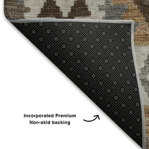 HomeRoots 5' X 8' Copper And Ivory Tribal Area Rug - Washable, UV-Protected, Stain-Resistant & Stylish Design 707931