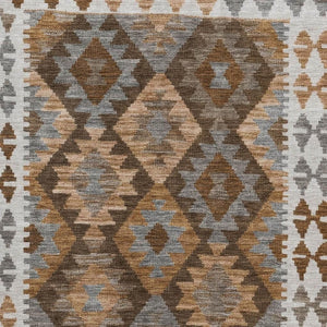 HomeRoots 8' Stylish Copper and Ivory Tribal Washable Round Rug - Durable, Stain Resistant, UV Protected Design 707932