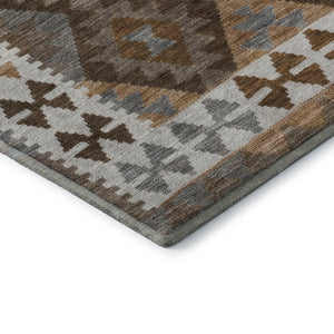 HomeRoots 9' X 12' Copper and Ivory Tribal Washable Area Rug - Stain Resistant, UV Protected, Durable Design 707934