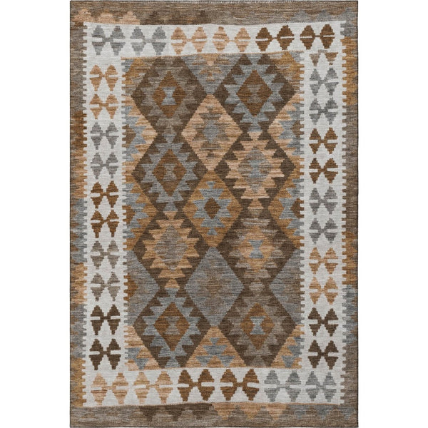 HomeRoots 10' X 14' Copper and Ivory Tribal Area Rug – Stylish, Stain-Resistant, UV-Protected for Modern Homes 707935