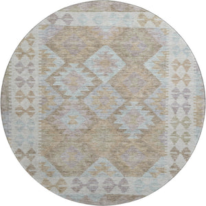 HomeRoots 8' X 10' Washable Khaki & Ivory Tribal Area Rug – Durable, Stain-Resistant & UV Protected for Busy Homes 707939
