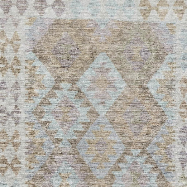 HomeRoots 9' X 12' Khaki Tribal Area Rug - Washable, UV-Protected, Stain-Resistant, Perfect for Busy Homes! 707940