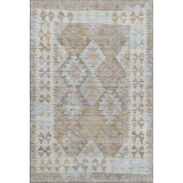 HomeRoots 10' X 14' Khaki Tribal Area Rug - Washable, Stain-Resistant, UV Protected for Stylish Living Spaces 707941