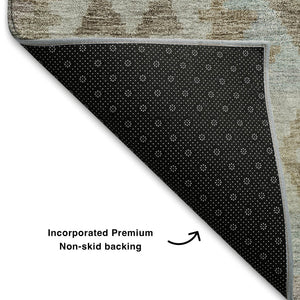 HomeRoots 10' X 14' Khaki Tribal Area Rug - Washable, Stain-Resistant, UV Protected for Stylish Living Spaces 707941