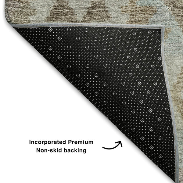 HomeRoots 10' X 14' Khaki Tribal Area Rug - Washable, Stain-Resistant, UV Protected for Stylish Living Spaces 707941