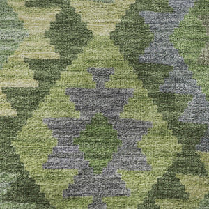 HomeRoots 8' X 10' Olive Green And Ivory Tribal Area Rug - Durable, Washable, UV Protected for Busy Homes 707951