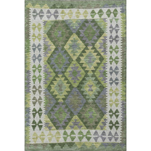 HomeRoots 9' X 12' Olive Green Tribal Area Rug - Washable, UV Protected & Stain Resistant for Family Spaces 707952