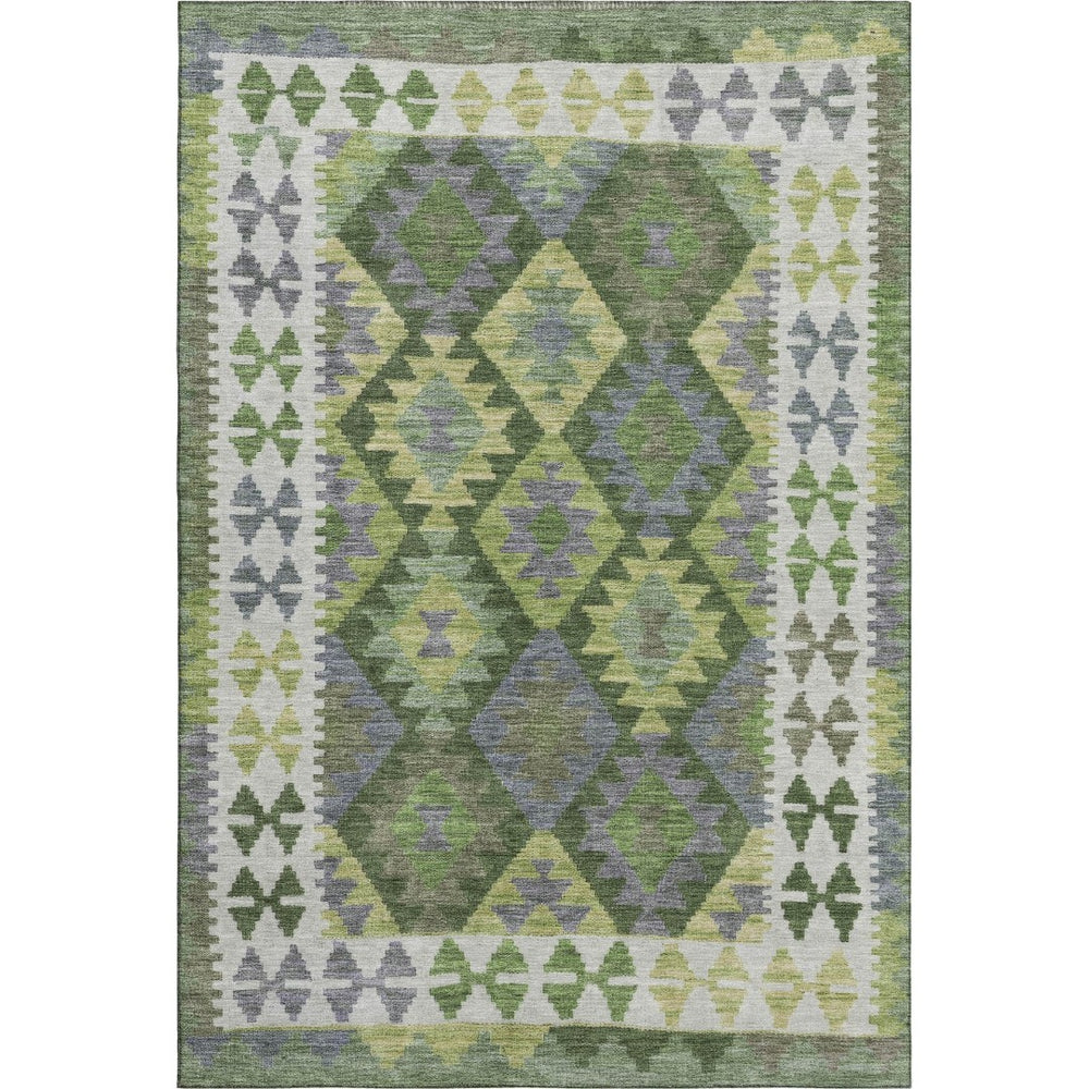 HomeRoots 10' Olive Green & Ivory Tribal Area Rug - Washable, UV-Protected, Non-Slip, Perfect for Busy Homes 707953