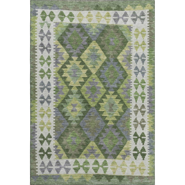 HomeRoots 10' Olive Green & Ivory Tribal Area Rug - Washable, UV-Protected, Non-Slip, Perfect for Busy Homes 707953