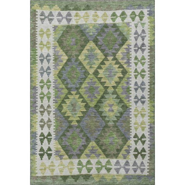 HomeRoots 10' Olive Green & Ivory Tribal Area Rug - Washable, UV-Protected, Non-Slip, Perfect for Busy Homes 707953