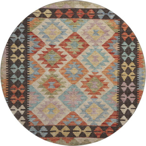 HomeRoots 8' X 10' Washable Rust Blue Beige Tribal Area Rug with UV Protection - Durable, Non-Slip Design! 707957
