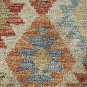 HomeRoots 8' X 10' Washable Rust Blue Beige Tribal Area Rug with UV Protection - Durable, Non-Slip Design! 707957