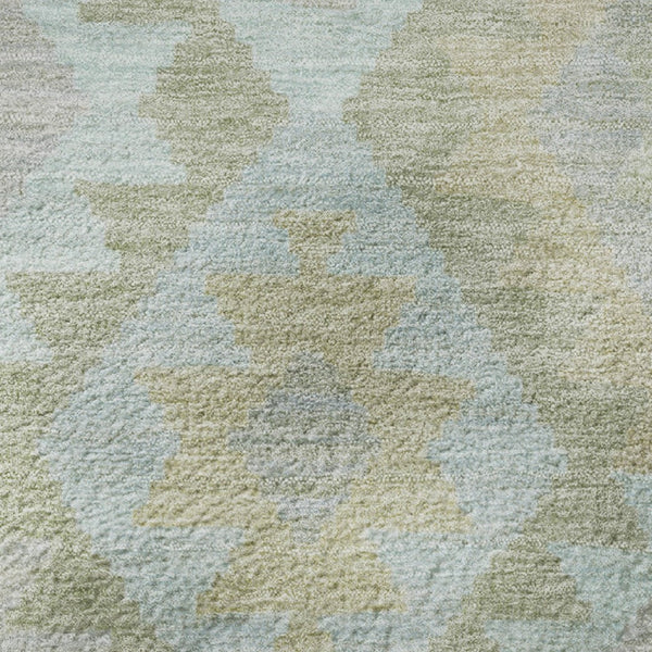 HomeRoots 8' X 10' Sage and Blue Tribal Area Rug - Washable, UV-Protected, Stain-Resistant, Stylish Comfort 707963