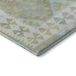 HomeRoots 9' X 12' Sage And Blue Tribal Area Rug - Washable, UV-Protected, Durable & Stylish for Every Room 707964