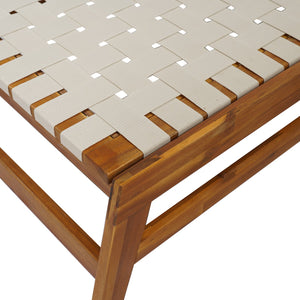 English Elm Christopher Knight Home® - Outdoor Rope Chaise Lounge with Acacia Wood Frame and Adjustable 4-Position Recline for Patio Comfort Teak,White 84.84 L x 29.13 W x 5.78 H N776P288556W