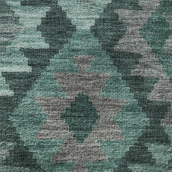 HomeRoots 8' X 10' Pale Aqua & Ivory Tribal Area Rug - Washable, UV-Protected, Stylish for Kids & Pets! 707969