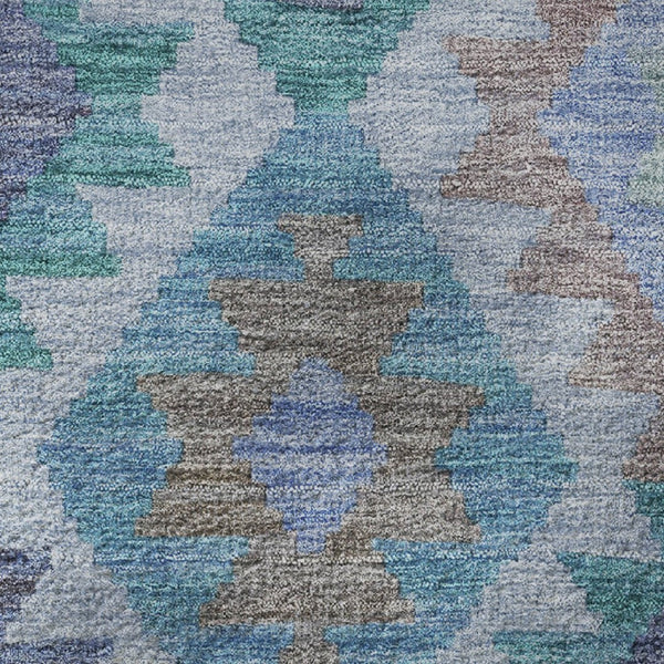 HomeRoots 8' X 10' Teal and Charcoal Tribal Area Rug - Durable, Stain-Resistant, UV-Protected for Family Spaces 707975