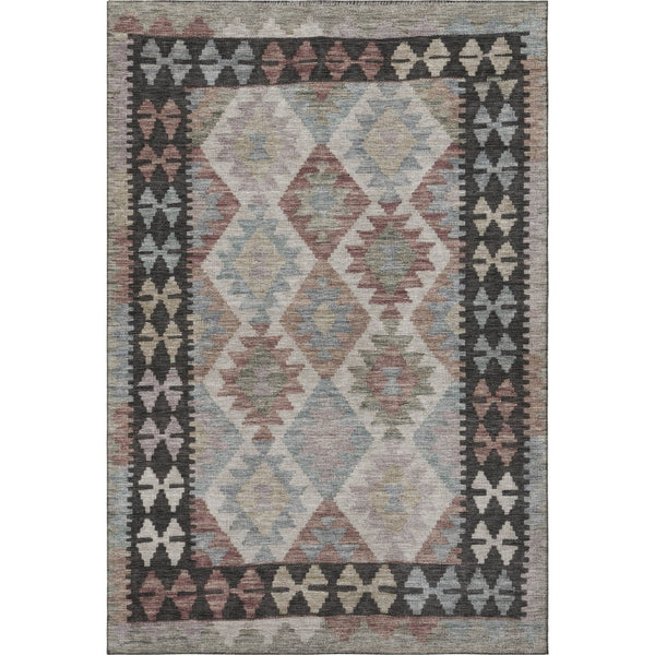 HomeRoots 8' Tribal Round Rug in Taupe & Charcoal - Washable, UV-Protected, Non-Slip, Perfect for Busy Homes! 707980