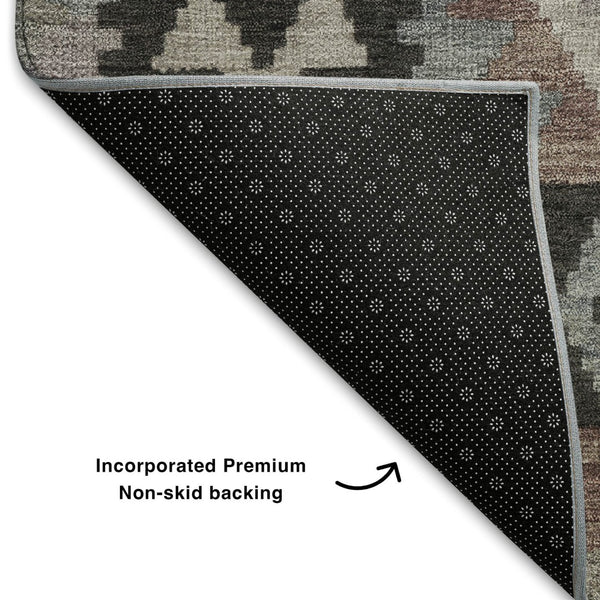 HomeRoots 9' X 12' Taupe & Charcoal Tribal Washable Area Rug - Durable, Stain-Resistant, UV Protected Design! 707982